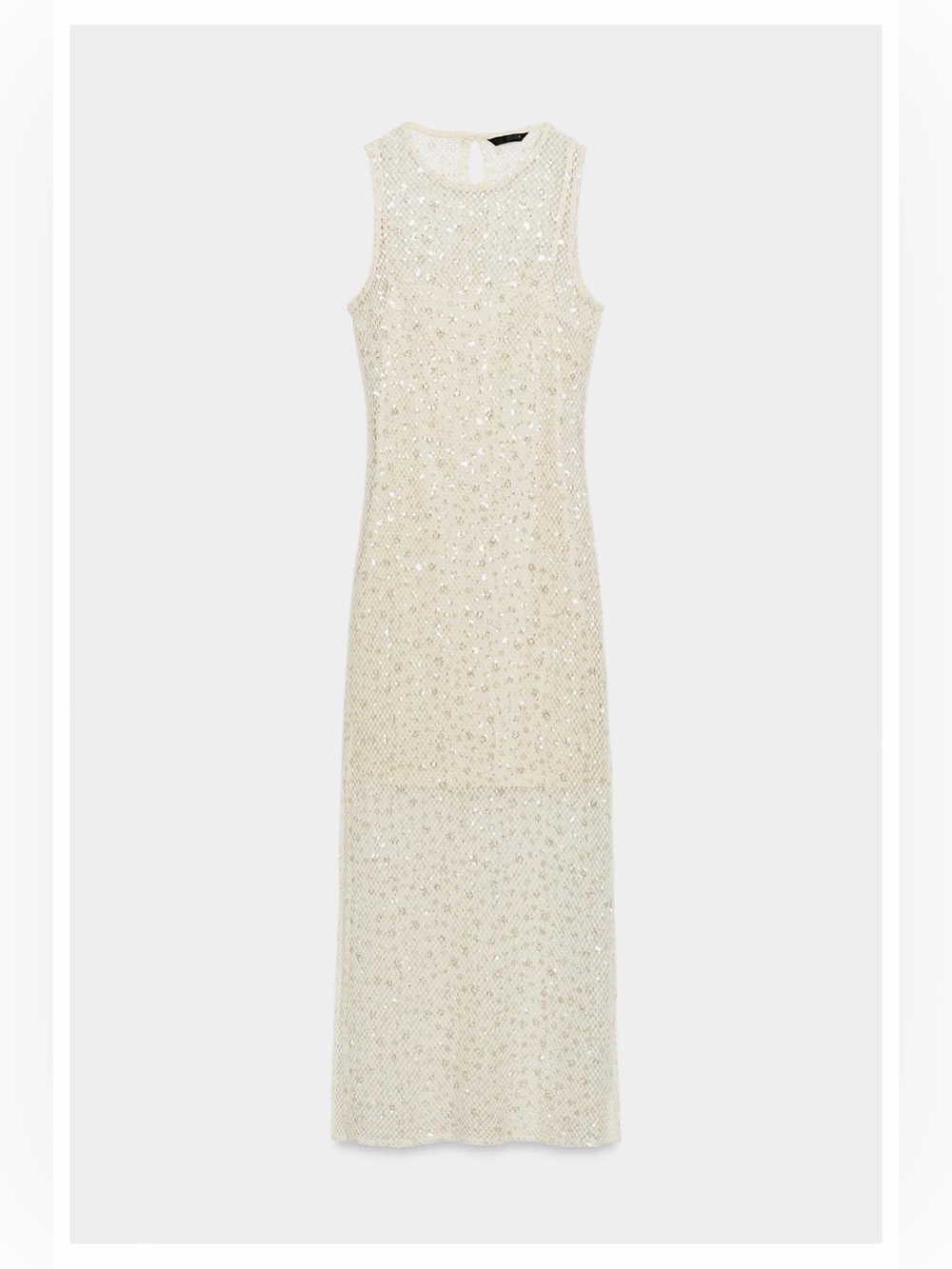 Zara Crochet Sequin Midi Dress Beige Large - Picture 7 of 16